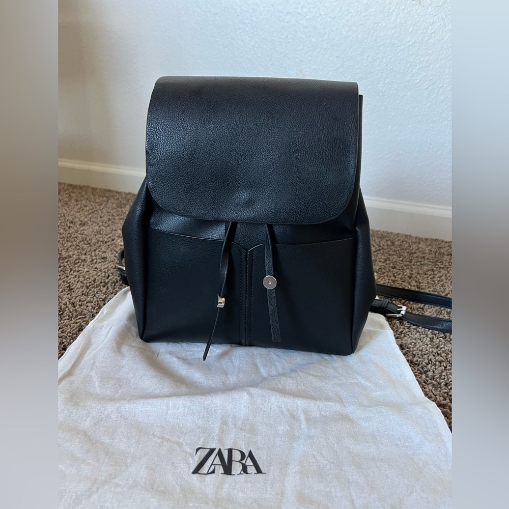 Zara Black Backpack with Front Pocket